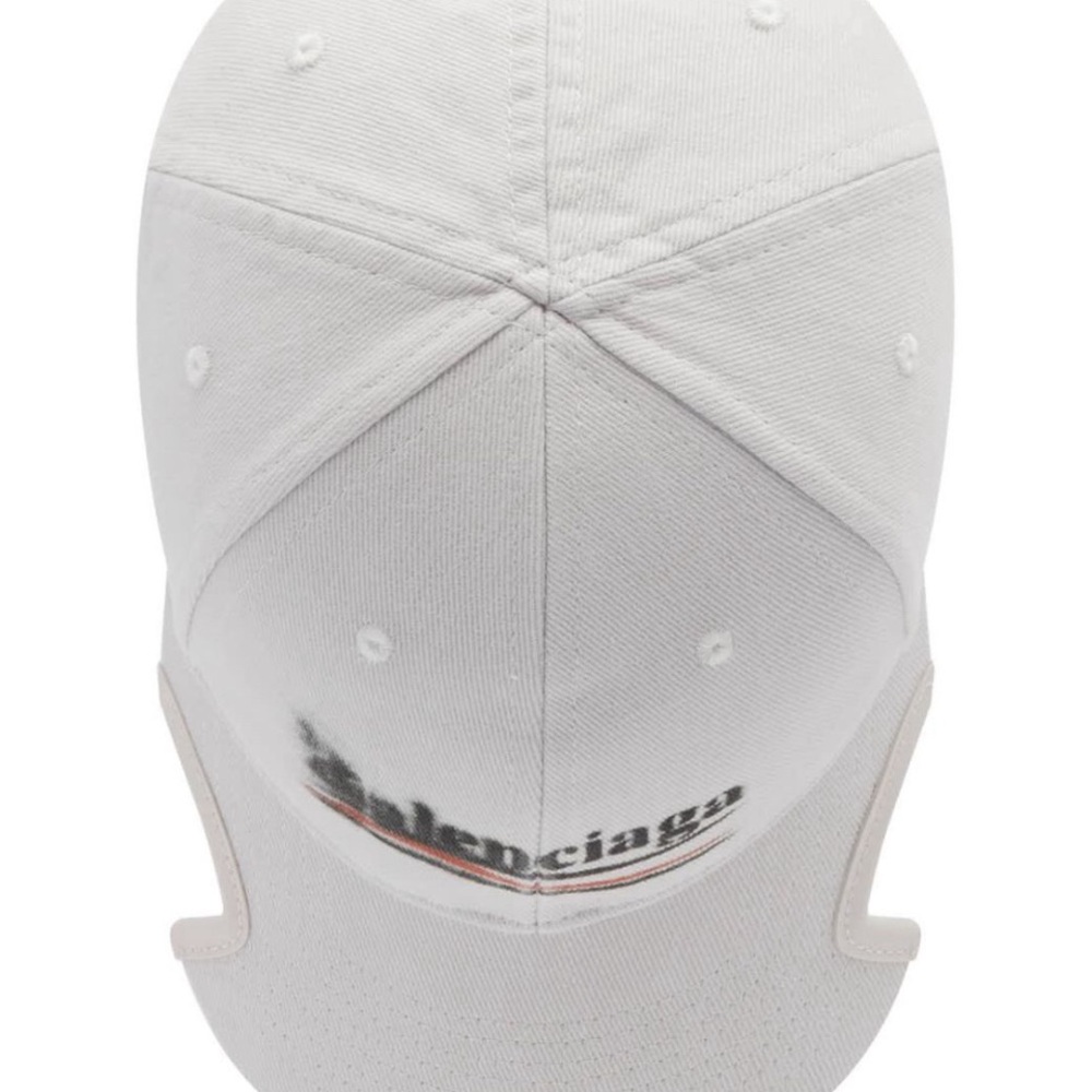 Balenciaga Political Stencil Cap in off white and black cotton drill medium NEW - Picture 8 of 10